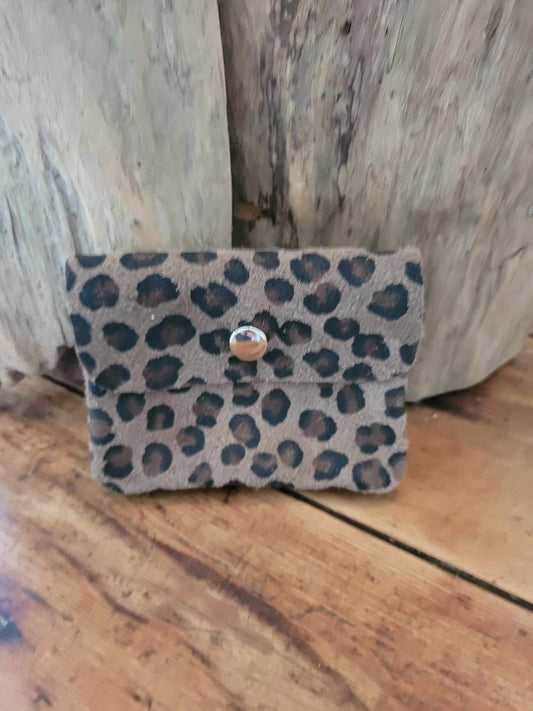 Porte monnaie daim leopard