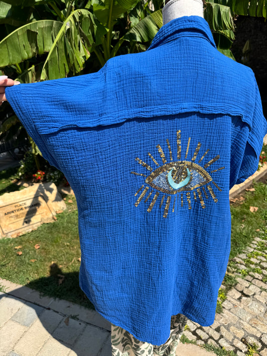 Chemise Santorin bleu électrique
