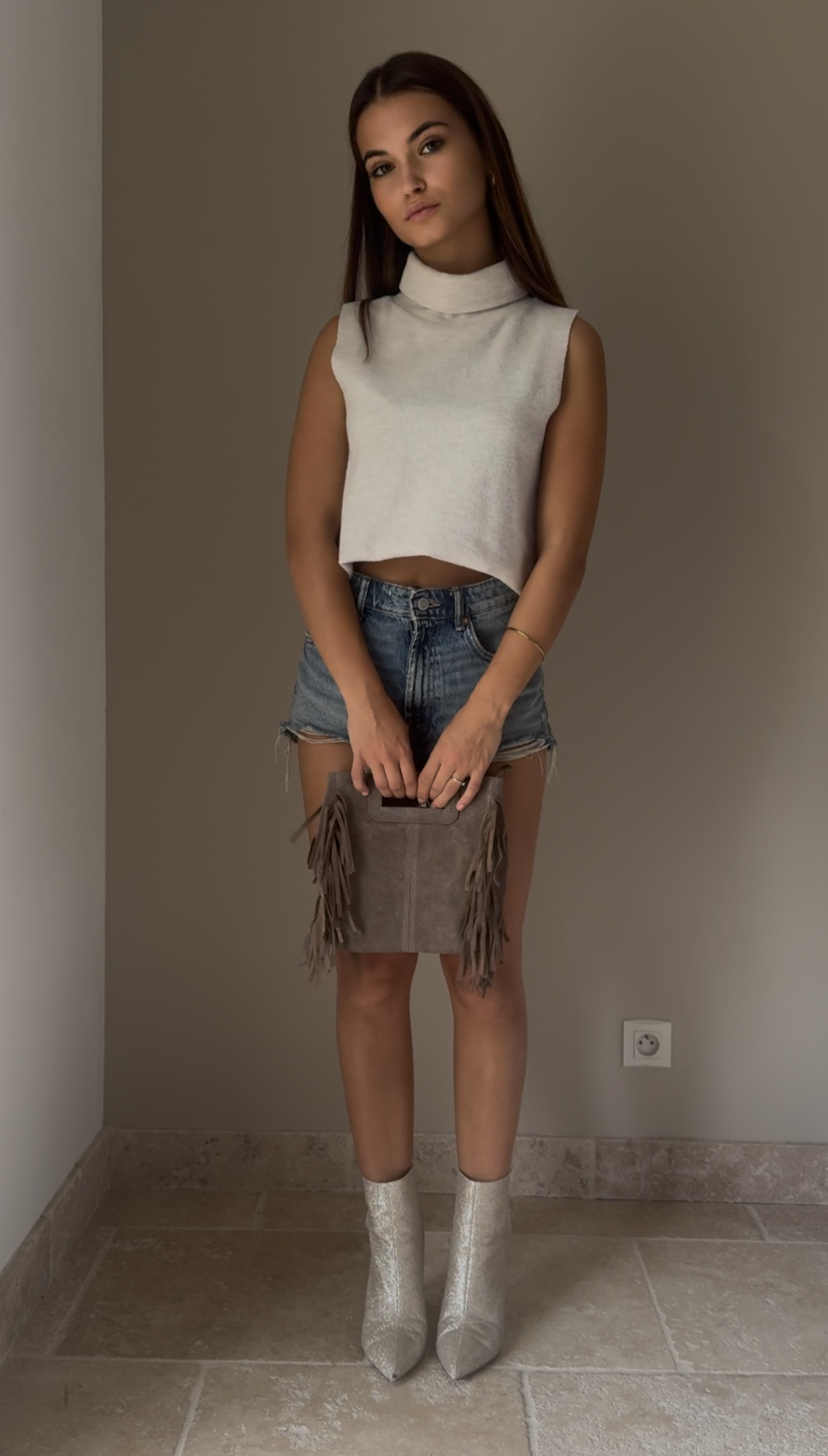 Sac à franges taupe